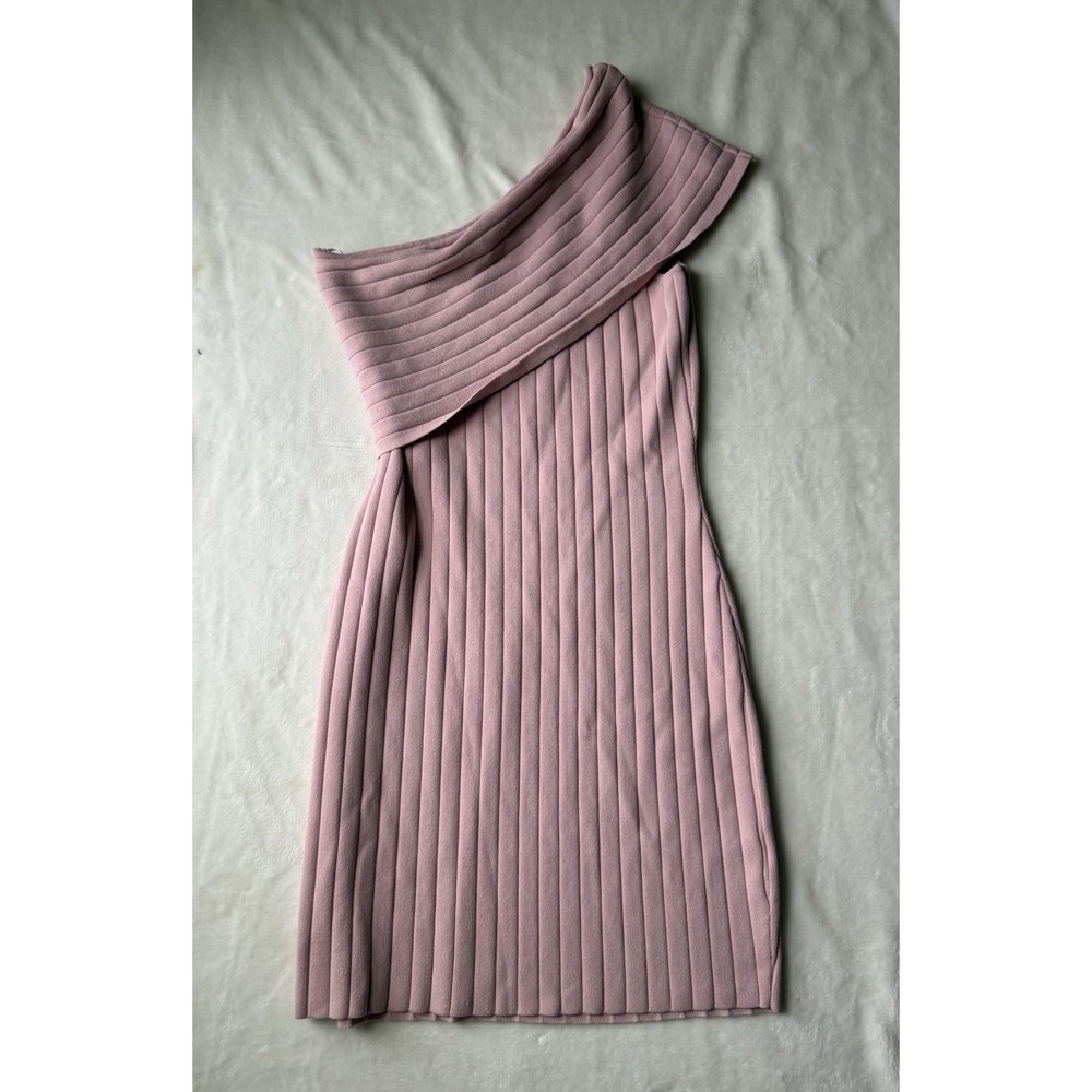 By The Way Pink Midi Length One Shoulder Stretch Bodycon Dress, Sz Small